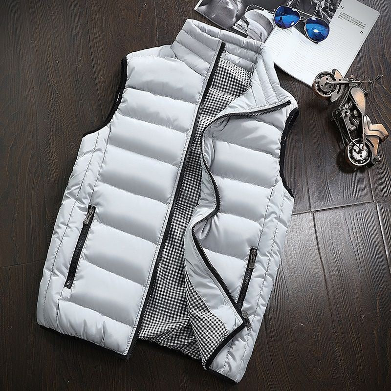 Puffer Vest - Men's Zip-Up Winter Bodywarmer Winter Gilet-Chaps London-Light Grey-s-Chaps London