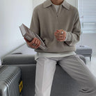 Quarter Zip Jumper | Collared | Half Zip | Knitted Sweater | Men's Knitwear-Sweaters-Chaps London-Chaps London