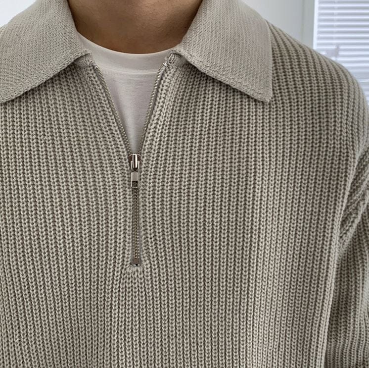 Quarter Zip Jumper | Collared | Half Zip | Knitted Sweater | Men's Knitwear-Sweaters-Chaps London-Chaps London