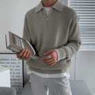 Quarter Zip Jumper | Collared | Half Zip | Knitted Sweater | Men's Knitwear-Sweaters-Chaps London-Gray-S-Chaps London
