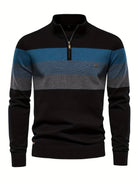 Quarter Zip Jumper - Knitted Half Zip Men's Pullover-Quarter Zip Sweater-Chaps London-Black-S-Chaps London
