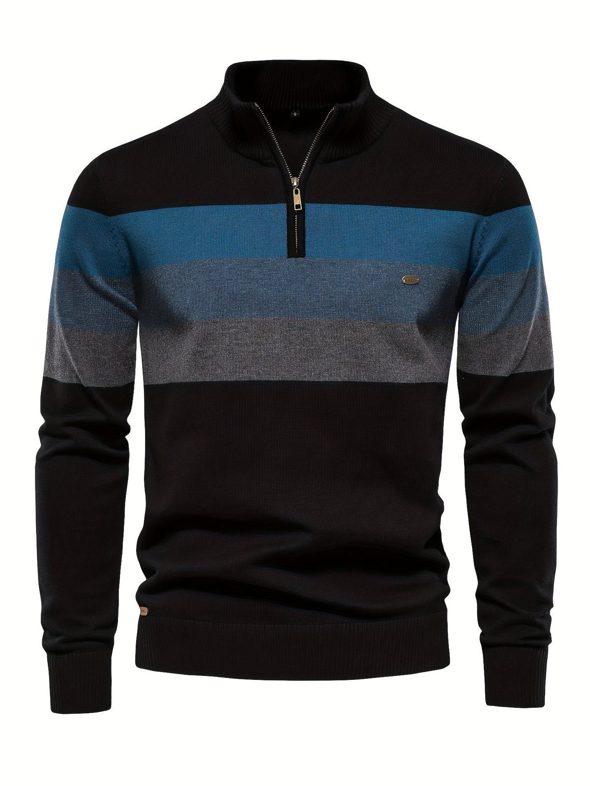 Quarter Zip Jumper - Knitted Half Zip Men's Pullover-Quarter Zip Sweater-Chaps London-Black-S-Chaps London