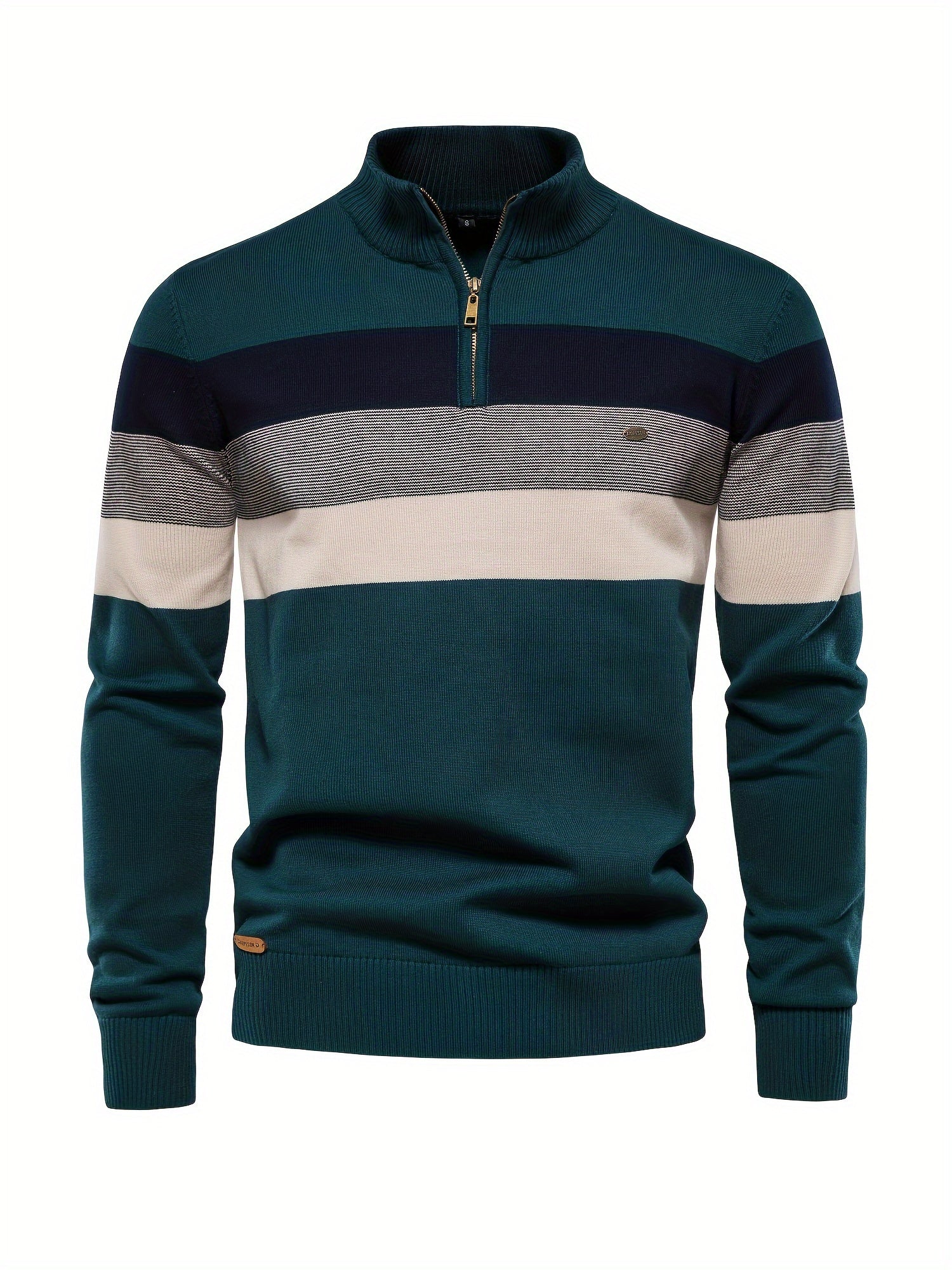 Quarter Zip Jumper - Knitted Half Zip Men's Pullover-Quarter Zip Sweater-Chaps London-Dark Green-S-Chaps London