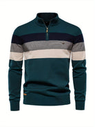 Quarter Zip Jumper - Knitted Half Zip Men's Pullover-Quarter Zip Sweater-Chaps London-Dark Green-S-Chaps London
