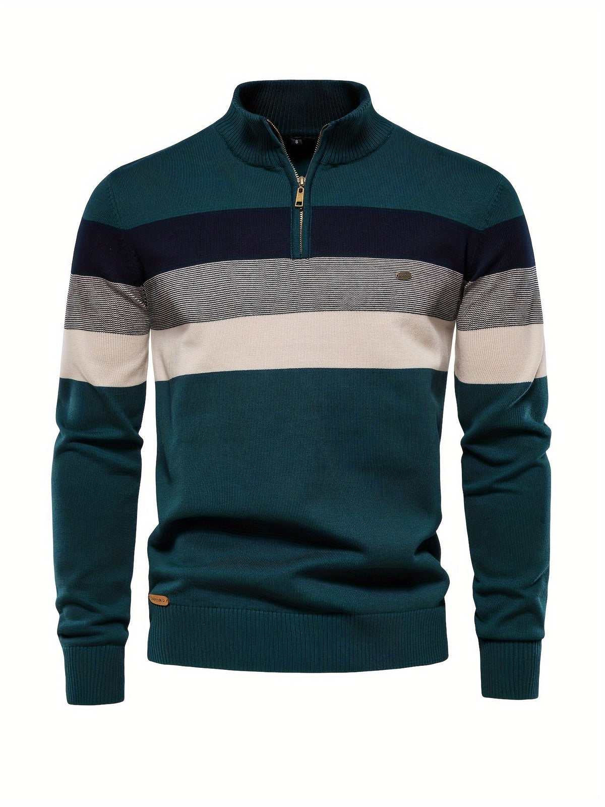 Quarter Zip Jumper - Knitted Half Zip Men's Pullover-Quarter Zip Sweater-Chaps London-Dark Green-S-Chaps London