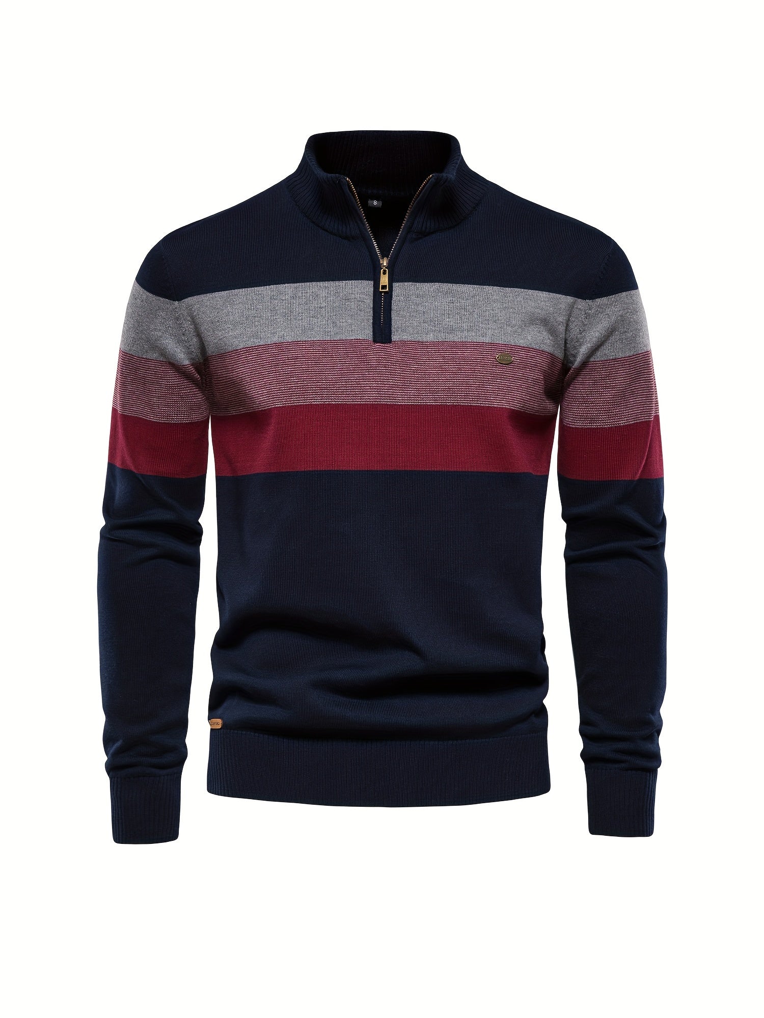 Quarter Zip Jumper - Knitted Half Zip Men's Pullover-Quarter Zip Sweater-Chaps London-Navy Blue-S-Chaps London