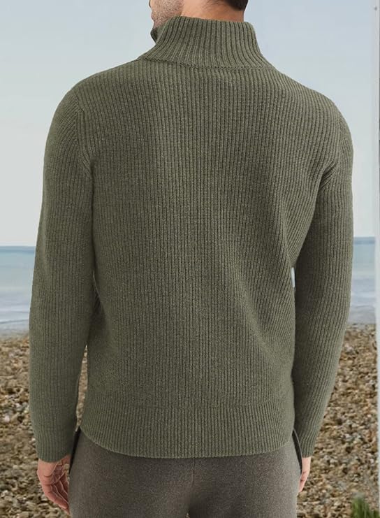 Quarter Zip Jumper | Knitted | Rib Knit | Polo Sweater | Men's Half Zip Jumper-Sweater-Chaps London-Chaps London