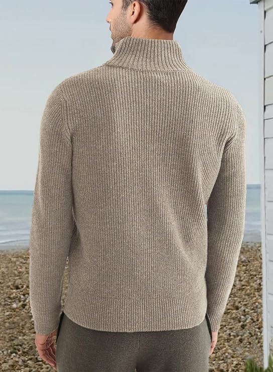 Quarter Zip Jumper | Knitted | Rib Knit | Polo Sweater | Men's Half Zip Jumper-Sweater-Chaps London-Chaps London