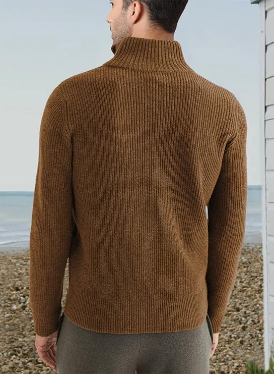 Quarter Zip Jumper | Knitted | Rib Knit | Polo Sweater | Men's Half Zip Jumper-Sweater-Chaps London-Chaps London