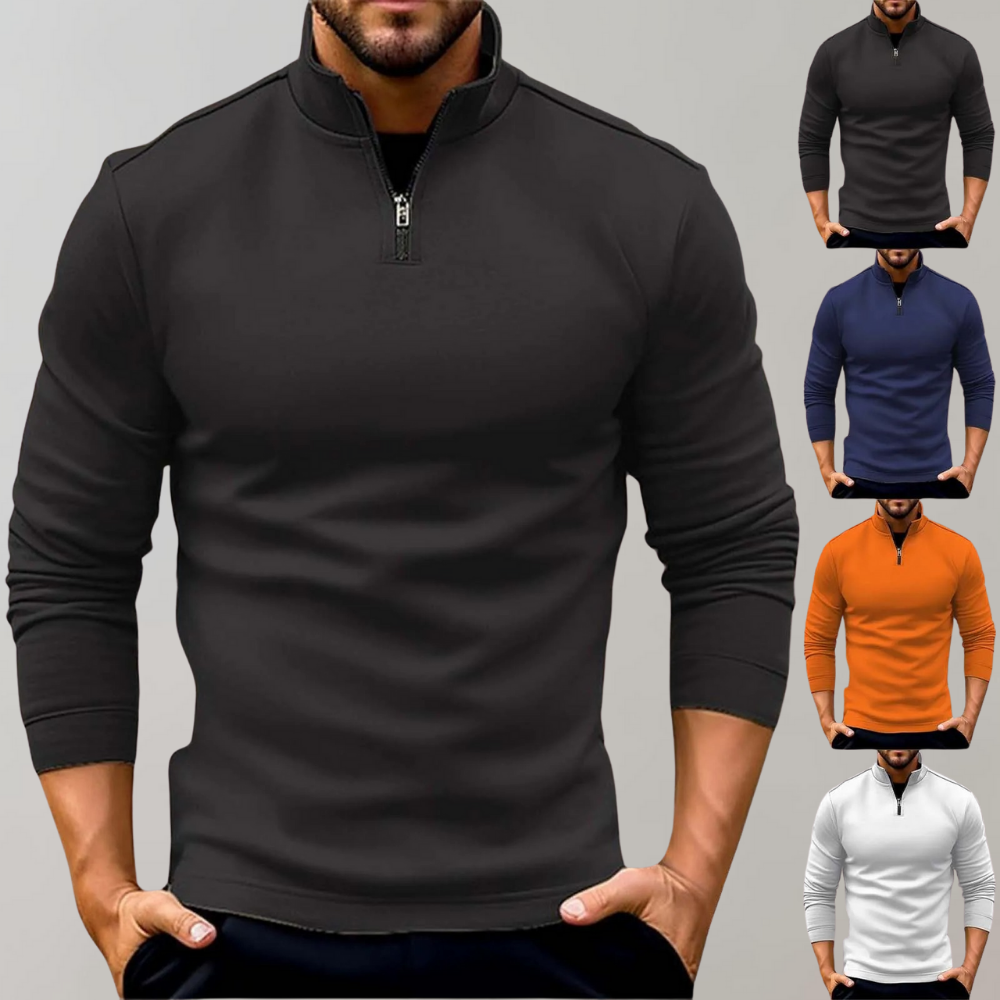 Quarter Zip Jumper - Long Sleeve Men's Pullover-Sweaters-Chaps London-Chaps London