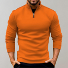 Quarter Zip Jumper - Long Sleeve Men's Pullover-Sweaters-Chaps London-Orange-S-Chaps London