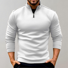 Quarter Zip Jumper - Long Sleeve Men's Pullover-Sweaters-Chaps London-White-S-Chaps London