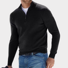 Quarter Zip Jumper - Long Sleeve Polo Men's Jumper-Sweaters-Chaps London-Black-S-Chaps London