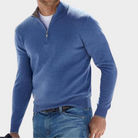 Quarter Zip Jumper - Long Sleeve Polo Men's Jumper-Sweaters-Chaps London-Blue-S-Chaps London