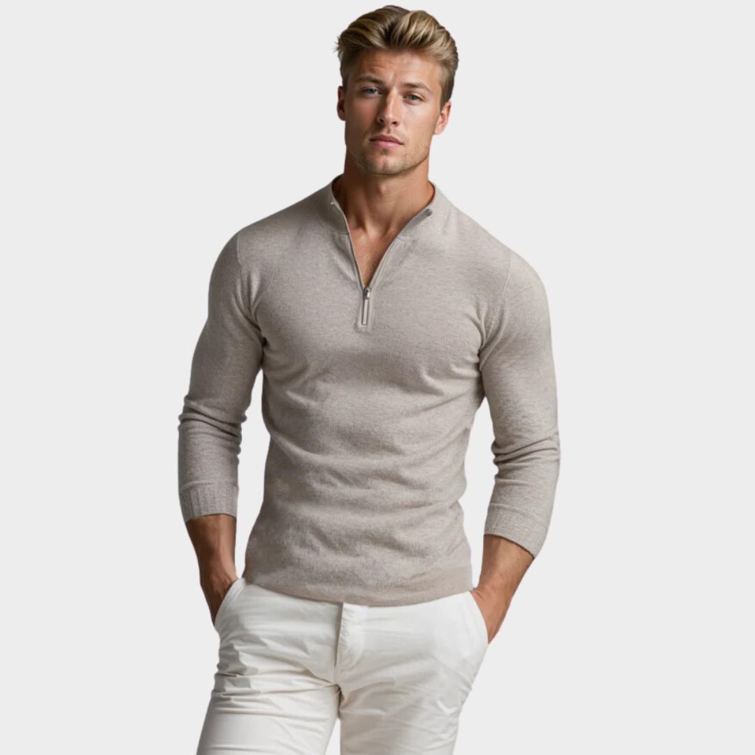 Quarter Zip Jumper - Long Sleeve Polo Men's Jumper-Sweaters-Chaps London-Chaps London