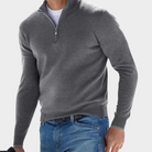 Quarter Zip Jumper - Long Sleeve Polo Men's Jumper-Sweaters-Chaps London-Grey-S-Chaps London