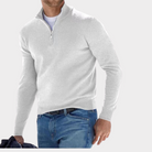 Quarter Zip Jumper - Long Sleeve Polo Men's Jumper-Sweaters-Chaps London-White-S-Chaps London