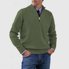 Quarter Zip Jumper - Men's Knitted Long Sleeve Pullover-Men's Half Zip Pullover-Chaps London-Dark Green-M-Chaps London
