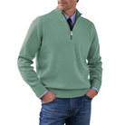 Quarter Zip Jumper - Men's Knitted Long Sleeve Pullover-Men's Half Zip Pullover-Chaps London-Green-M-Chaps London
