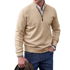 Quarter Zip Jumper - Men's Knitted Polo-Strickwaren-Chaps London-Beige-S-Chaps London