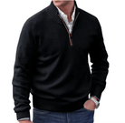 Quarter Zip Jumper - Men's Knitted Polo-Strickwaren-Chaps London-Black-S-Chaps London