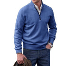 Quarter Zip Jumper - Men's Knitted Polo-Strickwaren-Chaps London-Blue-S-Chaps London