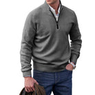 Quarter Zip Jumper - Men's Knitted Polo-Strickwaren-Chaps London-Gray-S-Chaps London