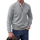 Quarter Zip Jumper - Men's Knitted Polo-Strickwaren-Chaps London-Light Gray-S-Chaps London