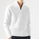 Quarter Zip Jumper - Men's Knitted Polo-Strickwaren-Chaps London-White-S-Chaps London