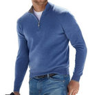 Quarter Zip Jumper - Men's Knitted Pullover-Sweaters-Chaps London-Blue-S-Chaps London