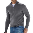 Quarter Zip Jumper - Men's Knitted Pullover-Sweaters-Chaps London-Gray-S-Chaps London