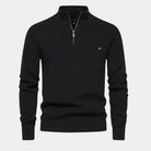 Quarter Zip Jumper - Men's Knitted Zip Neck Jumper-Half-Zip Sweater-Chaps London-Black-S-Chaps London