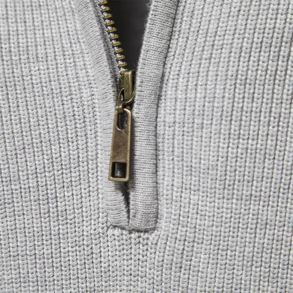 Quarter Zip Jumper - Men's Knitted Zip Neck Jumper-Half-Zip Sweater-Chaps London-Chaps London