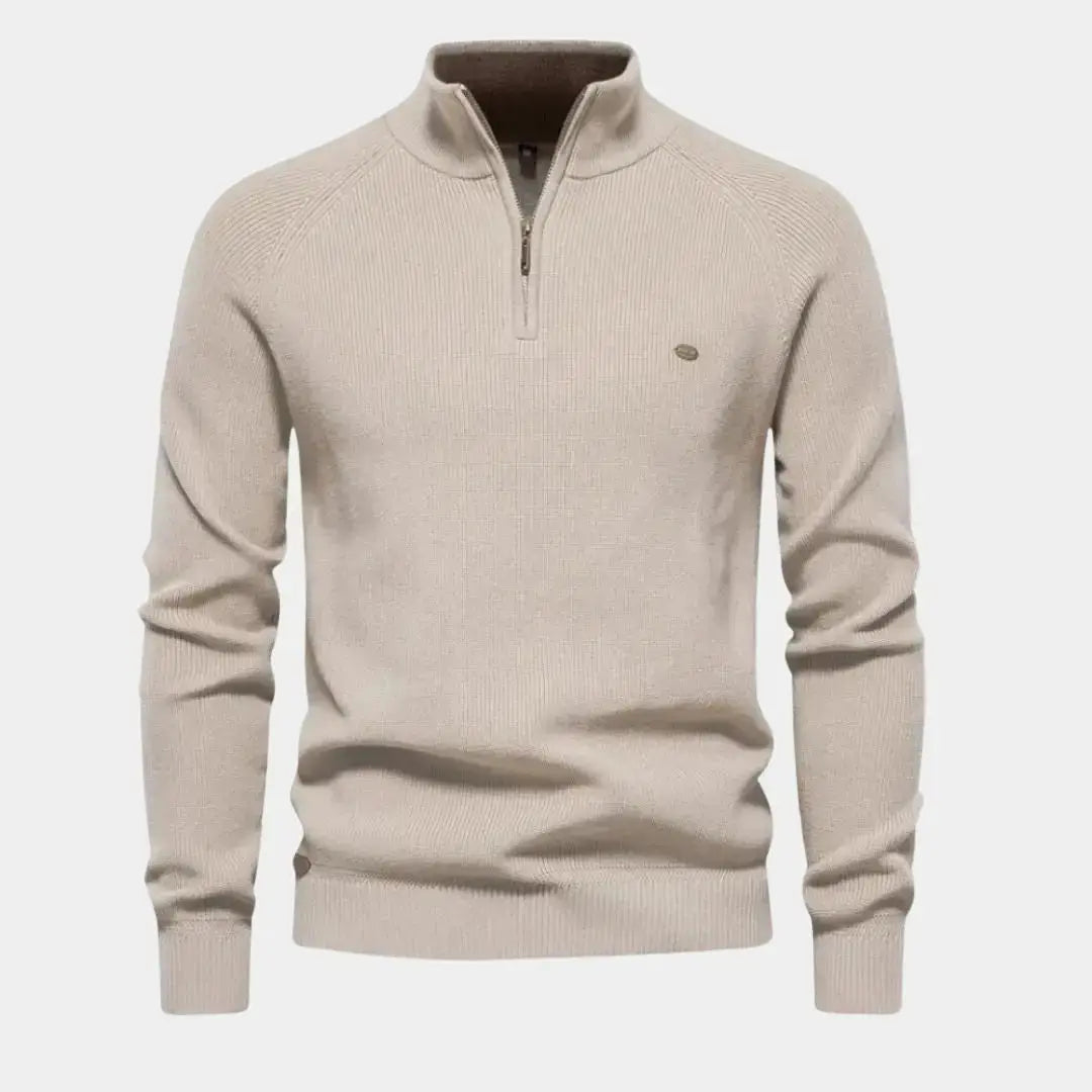 Quarter Zip Jumper - Men's Knitted Zip Neck Jumper-Half-Zip Sweater-Chaps London-Chaps London