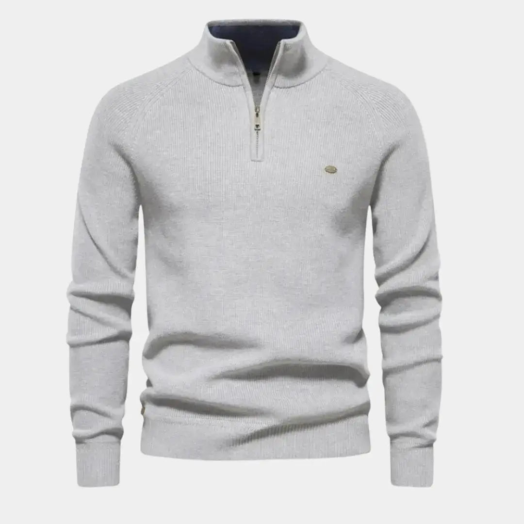 Quarter Zip Jumper - Men's Knitted Zip Neck Jumper-Half-Zip Sweater-Chaps London-Chaps London