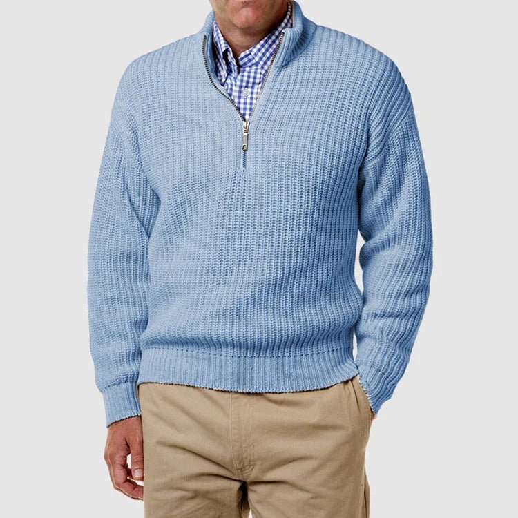 Quarter Zip Jumper - Men's Long Sleeve Knitted-Strickwaren-Chaps London-Chaps London