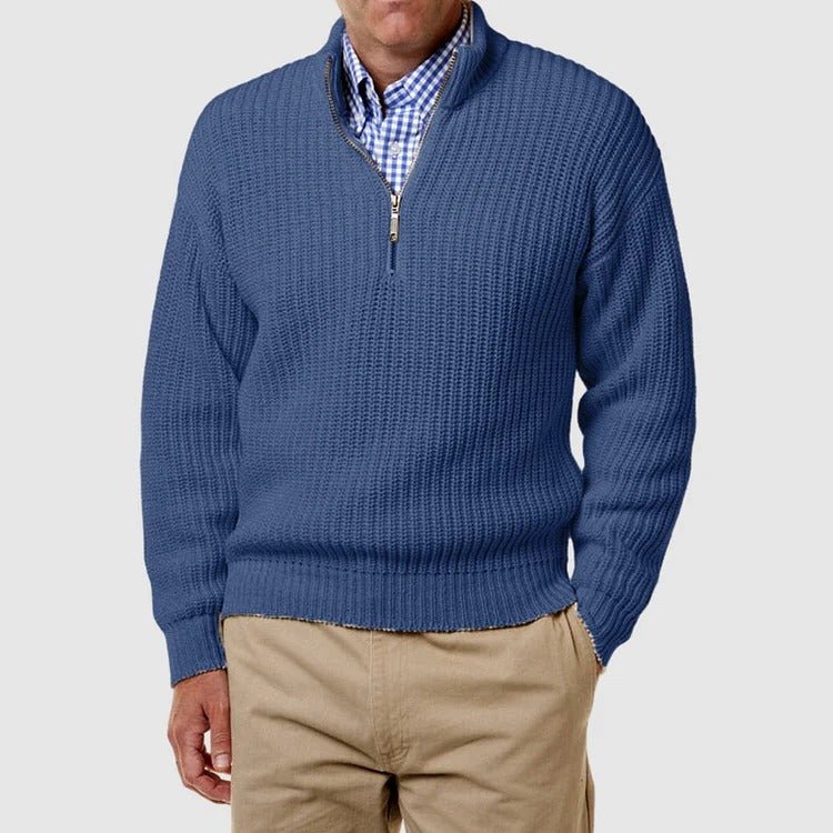 Quarter Zip Jumper - Men's Long Sleeve Knitted-Strickwaren-Chaps London-Chaps London