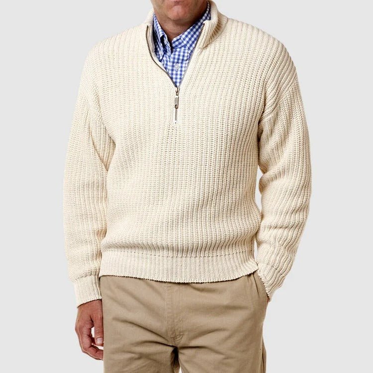 Quarter Zip Jumper - Men's Long Sleeve Knitted-Strickwaren-Chaps London-Chaps London