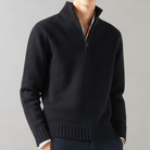 Quarter Zip Jumper - Men's Regular Fit Knitted-Sweaters-Chaps London-Black-M-Chaps London