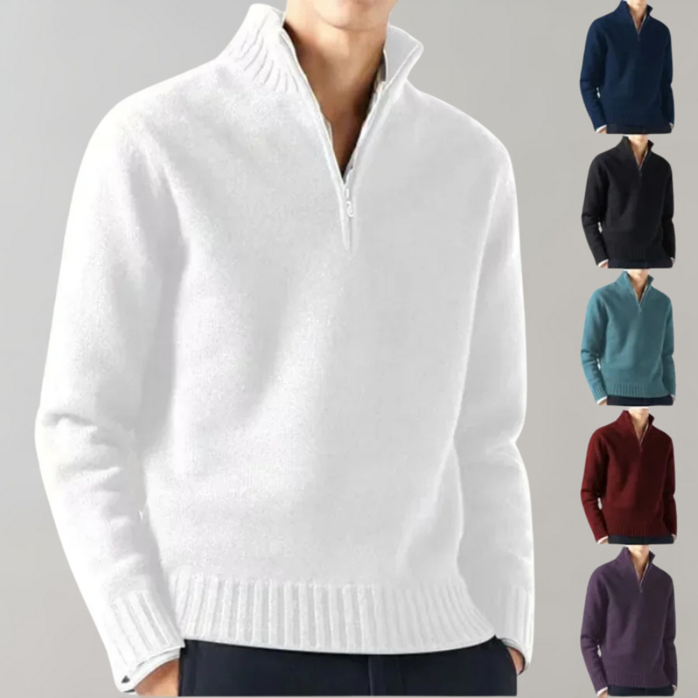 Quarter Zip Jumper - Men's Regular Fit Knitted-Sweaters-Chaps London-Chaps London