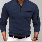 Quarter Zip Jumper - Polo Collar Men's Pullover-Sweaters-Chaps London-Blue-S-Chaps London