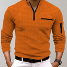 Quarter Zip Jumper - Polo Collar Men's Pullover-Sweaters-Chaps London-Orange-S-Chaps London