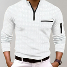 Quarter Zip Jumper - Polo Collar Men's Pullover-Sweaters-Chaps London-White-S-Chaps London