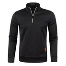 Quarter Zip Sweatshirt - Men's High Neck Pullover-Sweatshirts-Chaps London-Black-S-Chaps London
