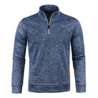 Quarter Zip Sweatshirt - Men's High Neck Pullover-Sweatshirts-Chaps London-Blue-S-Chaps London