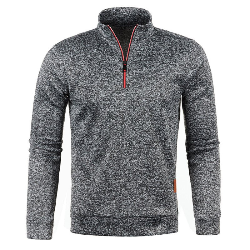 Quarter Zip Sweatshirt - Men's High Neck Pullover-Sweatshirts-Chaps London-Dark Grey-S-Chaps London