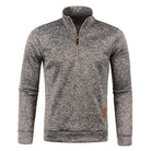 Quarter Zip Sweatshirt - Men's High Neck Pullover-Sweatshirts-Chaps London-Grey Brown-S-Chaps London
