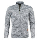 Quarter Zip Sweatshirt - Men's High Neck Pullover-Sweatshirts-Chaps London-Light Grey-S-Chaps London