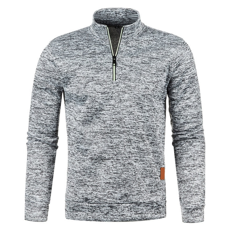 Quarter Zip Sweatshirt - Men's High Neck Pullover-Sweatshirts-Chaps London-Light Grey-S-Chaps London