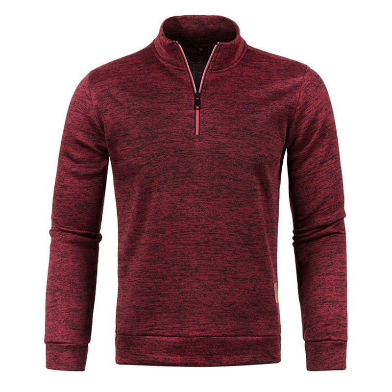 Quarter Zip Sweatshirt - Men's High Neck Pullover-Sweatshirts-Chaps London-Red-S-Chaps London